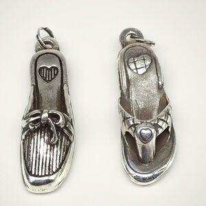 Brighton Bundle of Two Silver Plated Shoe Charms Loafer and Flip Flop NWOT